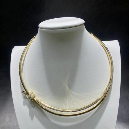 [Haelin Jewelry]KNOT DOUBLE ROW NECKLACE IN YELLOW GOLD WITH DIAMONDS