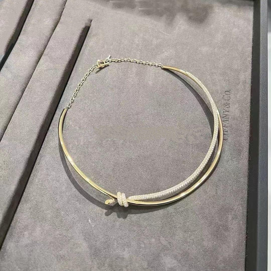 [Haelin Jewelry]KNOT DOUBLE ROW NECKLACE IN YELLOW GOLD WITH DIAMONDS