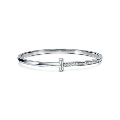 [Haelin Jewelry]NARROW T1 HINGED BANGLE DIAMOND SILVER