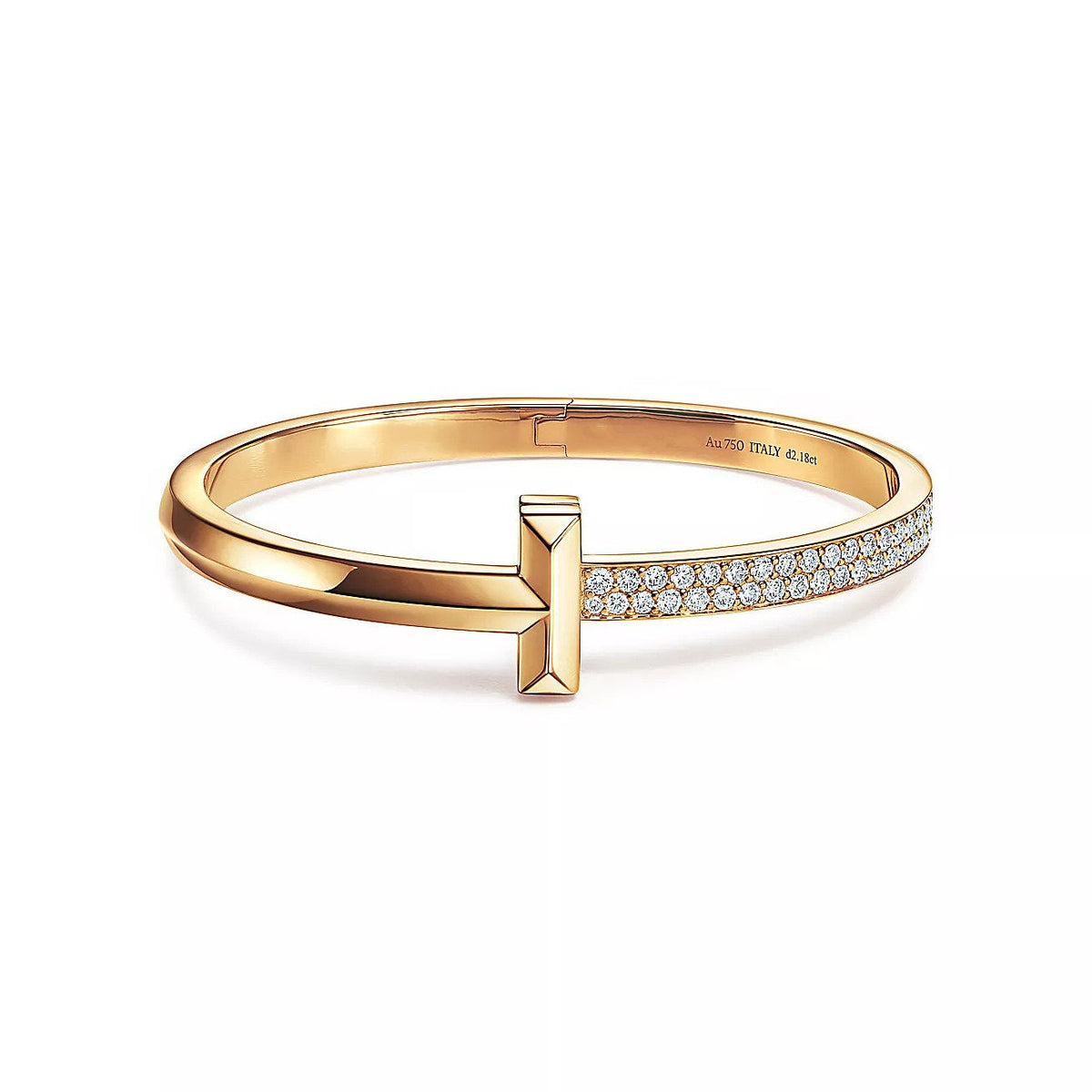 [Haelin Jewelry]T1 WIDE DIAMOND HINGED BANGLE PINK GOLD