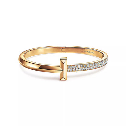 [Haelin Jewelry]T1 WIDE DIAMOND HINGED BANGLE PINK GOLD