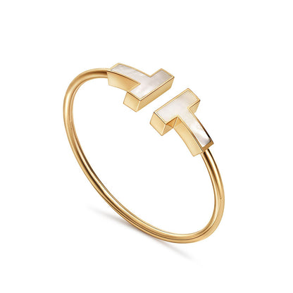 [Haelin Jewelry]T WIDE MOP OPEN BRACELET