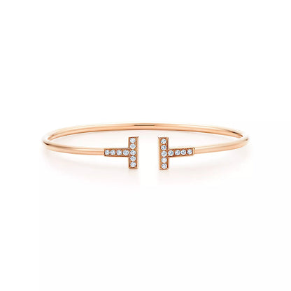 [Haelin Jewelry]T BRACELET PINK GOLD 1.8MM DIAMOND