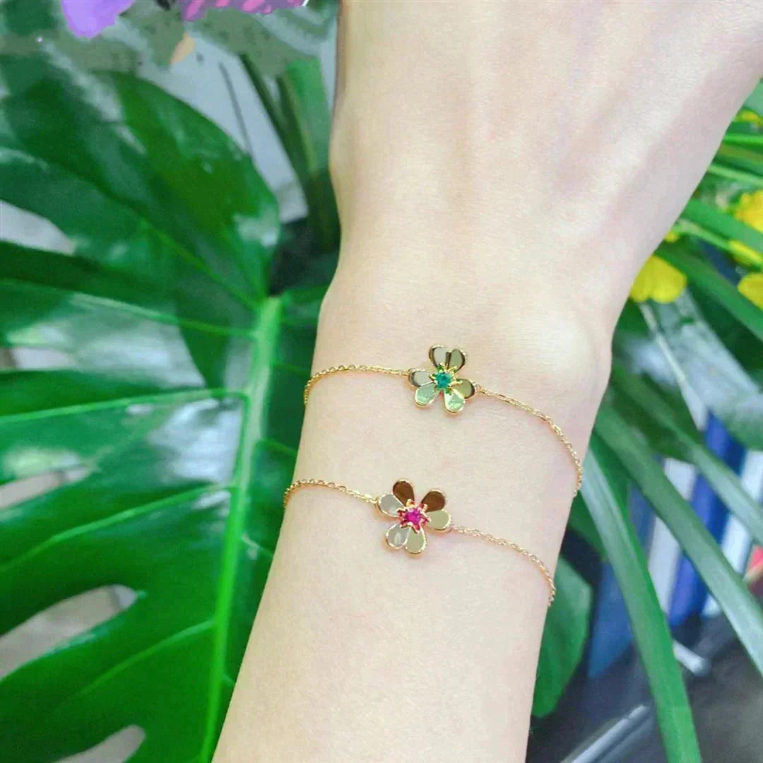 [⭐Haelin Jewelry]FRIVOLE GOLD FLOWER PINK MALACHITE BRACELET