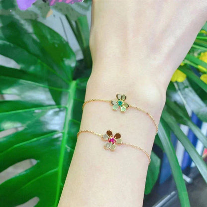 [⭐Haelin Jewelry]FRIVOLE GOLD FLOWER PINK MALACHITE BRACELET