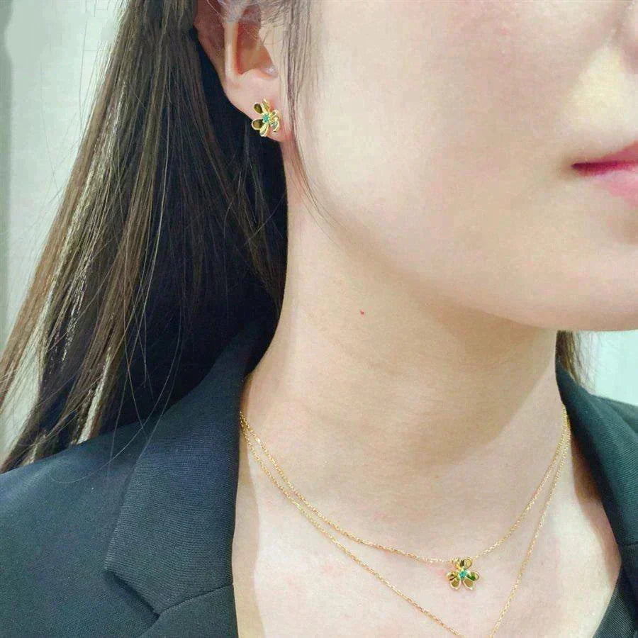 [⭐Haelin Jewelry]FRIVOLE  FLOWER MALACHITE EARRINGS