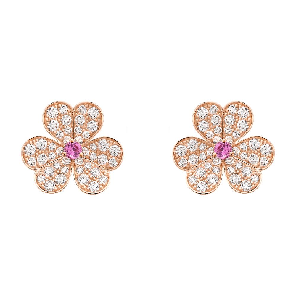 [⭐Haelin Jewelry]FRIVOLE PINK GOLD FLOWER DIAMOND EARRINGS