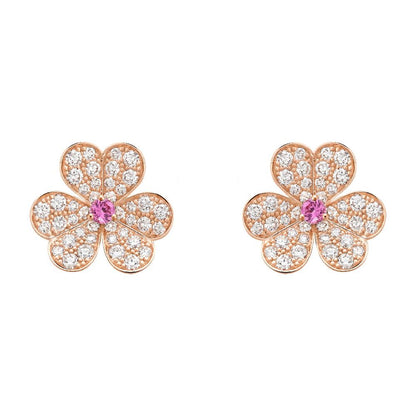 [⭐Haelin Jewelry]FRIVOLE PINK GOLD FLOWER DIAMOND EARRINGS