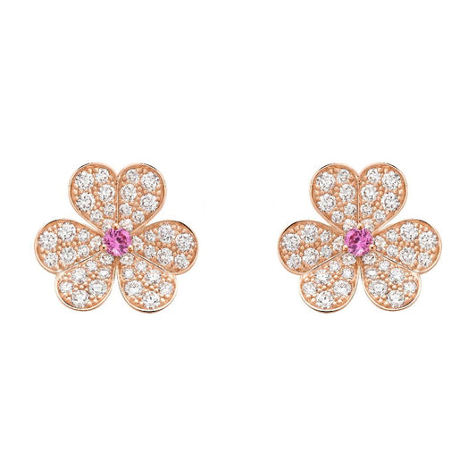 [⭐Haelin Jewelry]FRIVOLE PINK GOLD FLOWER DIAMOND EARRINGS