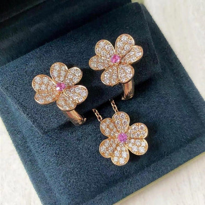 [⭐Haelin Jewelry]FRIVOLE PINK GOLD FLOWER DIAMOND EARRINGS