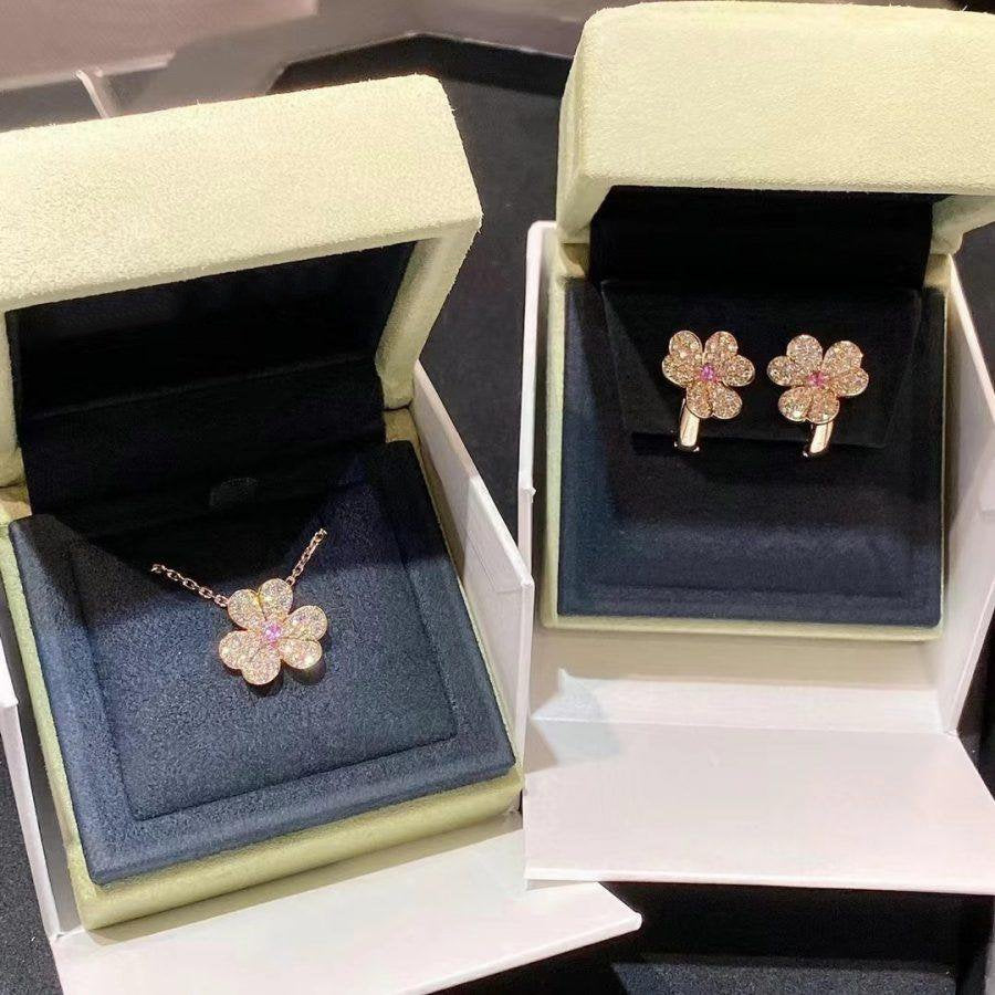 [⭐Haelin Jewelry]FRIVOLE ROSE GOLD FLOWER DIAMOND NECKLACE