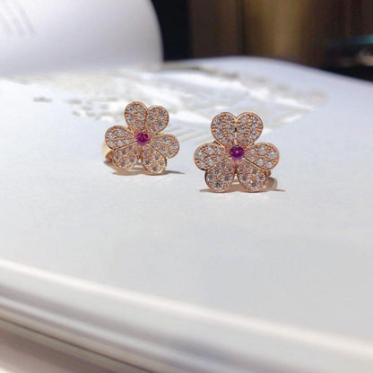 [⭐Haelin Jewelry]FRIVOLE PINK GOLD FLOWER DIAMOND EARRINGS