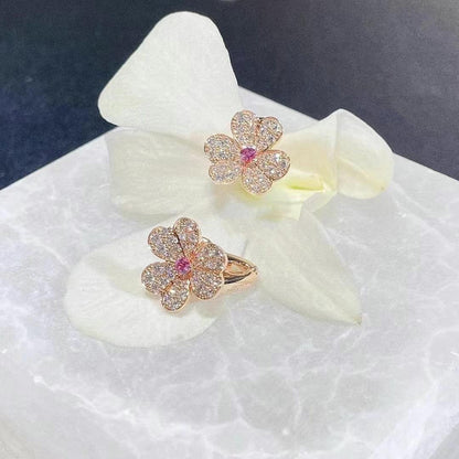 [⭐Haelin Jewelry]FRIVOLE PINK GOLD FLOWER DIAMOND EARRINGS