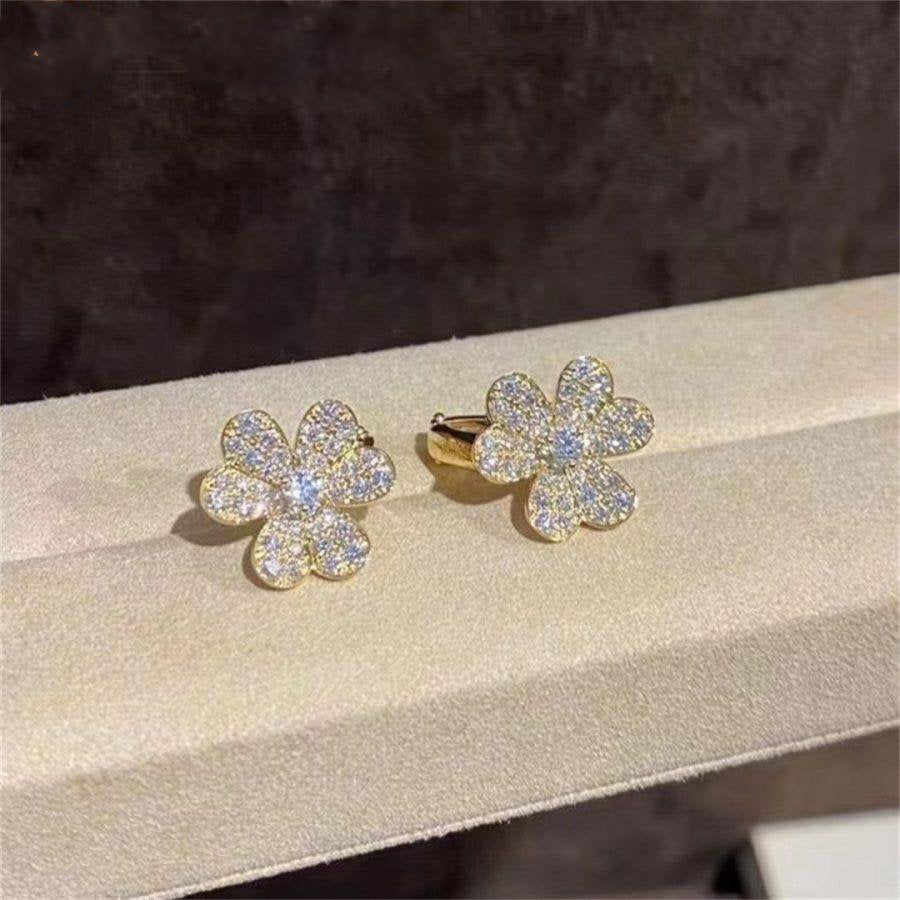 [⭐Haelin Jewelry]FRIVOLE GOLD FLOWER DIAMOND EARRINGS