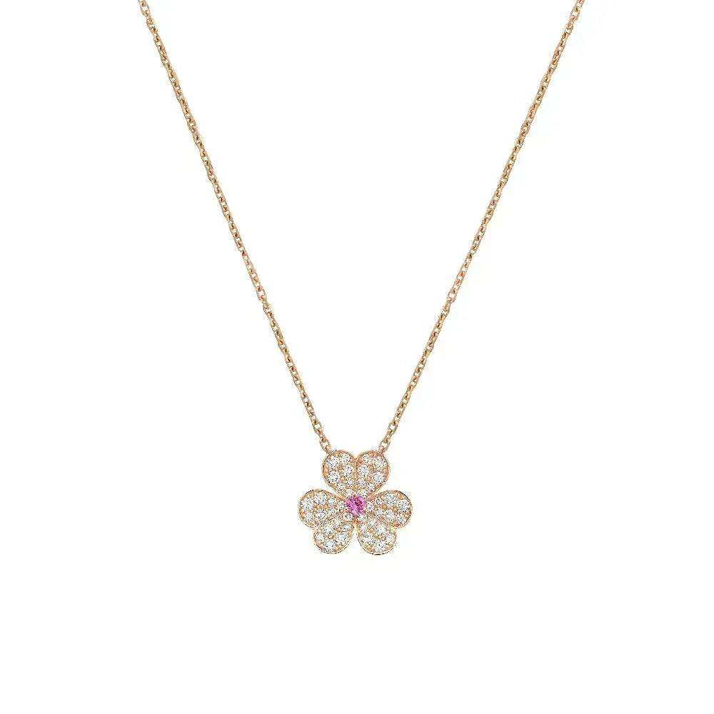 [⭐Haelin Jewelry]FRIVOLE ROSE GOLD FLOWER DIAMOND NECKLACE