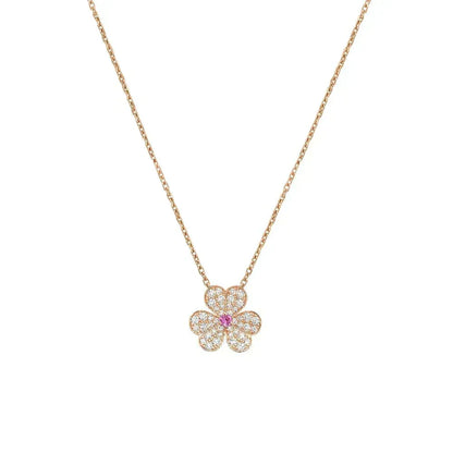 [⭐Haelin Jewelry]FRIVOLE ROSE GOLD FLOWER DIAMOND NECKLACE