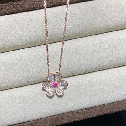 [⭐Haelin Jewelry]FRIVOLE ROSE GOLD FLOWER DIAMOND NECKLACE