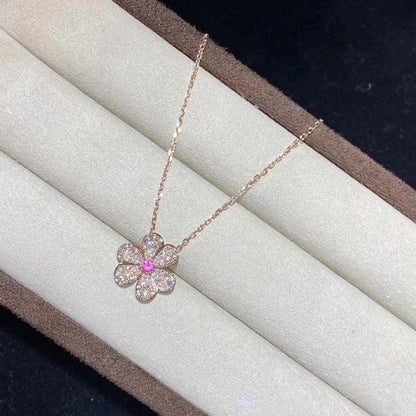 [⭐Haelin Jewelry]FRIVOLE ROSE GOLD FLOWER DIAMOND NECKLACE