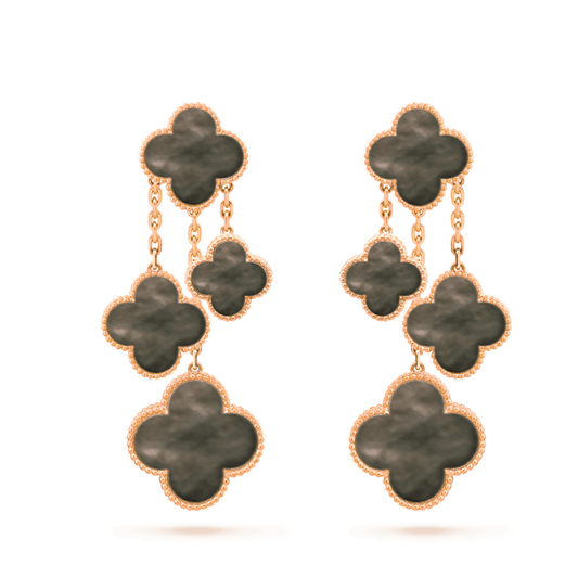 [⭐Haelin Jewelry]CLOVER EARRINGS DARK MOP 4 MOTIFS ROSE GOLD