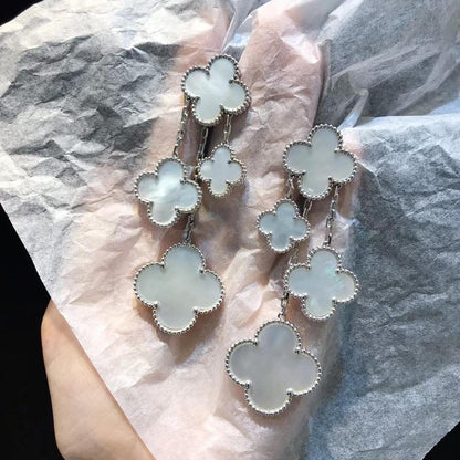 [⭐Haelin Jewelry]CLOVER EARRINGS WHITE MOP 4 MOTIFS SILVER