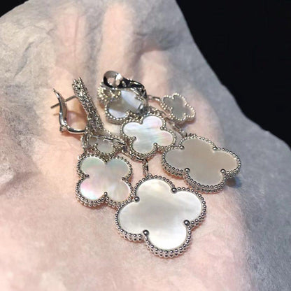 [⭐Haelin Jewelry]CLOVER EARRINGS WHITE MOP 4 MOTIFS SILVER