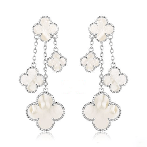 [⭐Haelin Jewelry]CLOVER EARRINGS WHITE MOP 4 MOTIFS SILVER