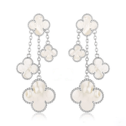 [⭐Haelin Jewelry]CLOVER EARRINGS WHITE MOP 4 MOTIFS SILVER
