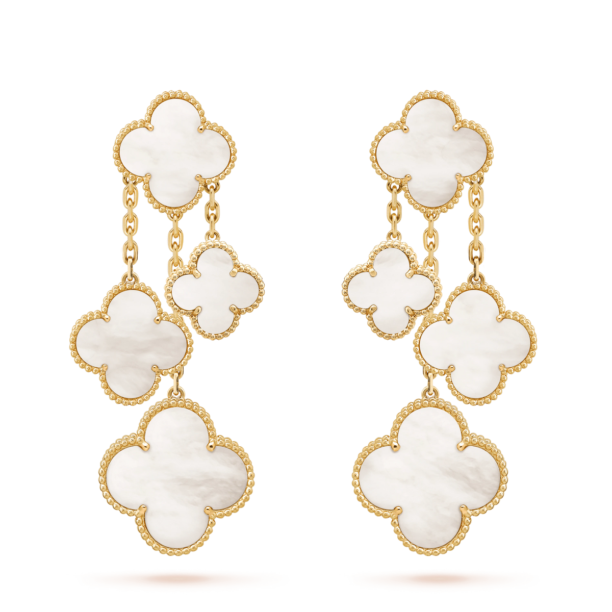 [⭐Haelin Jewelry]CLOVER EARRINGS WHITE MOP 4 MOTIFS GOLD