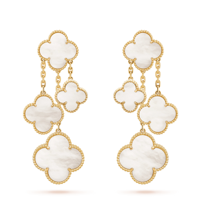 [⭐Haelin Jewelry]CLOVER EARRINGS WHITE MOP 4 MOTIFS GOLD