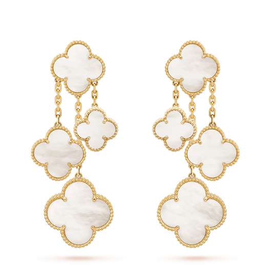 [⭐Haelin Jewelry]CLOVER EARRINGS WHITE MOP 4 MOTIFS GOLD