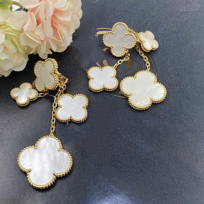[⭐Haelin Jewelry]CLOVER EARRINGS WHITE MOP 4 MOTIFS GOLD