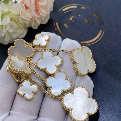 [⭐Haelin Jewelry]CLOVER EARRINGS WHITE MOP 4 MOTIFS GOLD