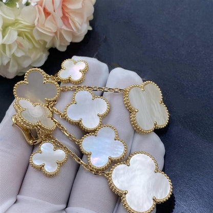 [⭐Haelin Jewelry]CLOVER EARRINGS WHITE MOP 4 MOTIFS GOLD