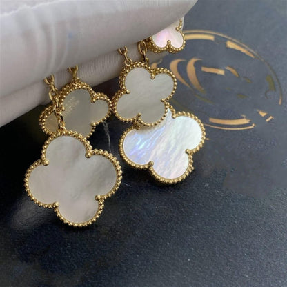 [⭐Haelin Jewelry]CLOVER EARRINGS WHITE MOP 4 MOTIFS GOLD