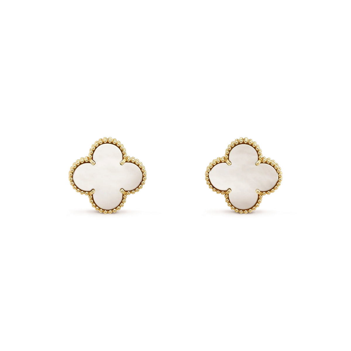 [⭐Haelin Jewelry]CLOVER MEDIUM 1 MOTIFS  WHITE MOP STUD EARRINGS
