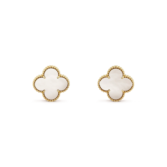 [⭐Haelin Jewelry]CLOVER MEDIUM 1 MOTIFS  WHITE MOP STUD EARRINGS