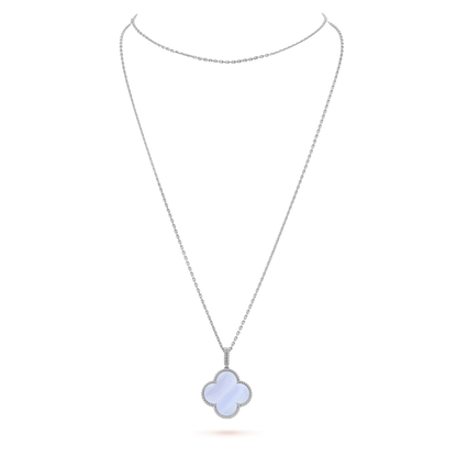 [⭐Haelin Jewelry]CLOVER SILVER CHALCEDONY BIG CLOVER NECKLACE