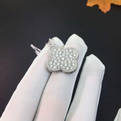 [⭐Haelin Jewelry]CLOVER 25MM SILVER FULL DIAMOND BIG CLOVER NECKLACE