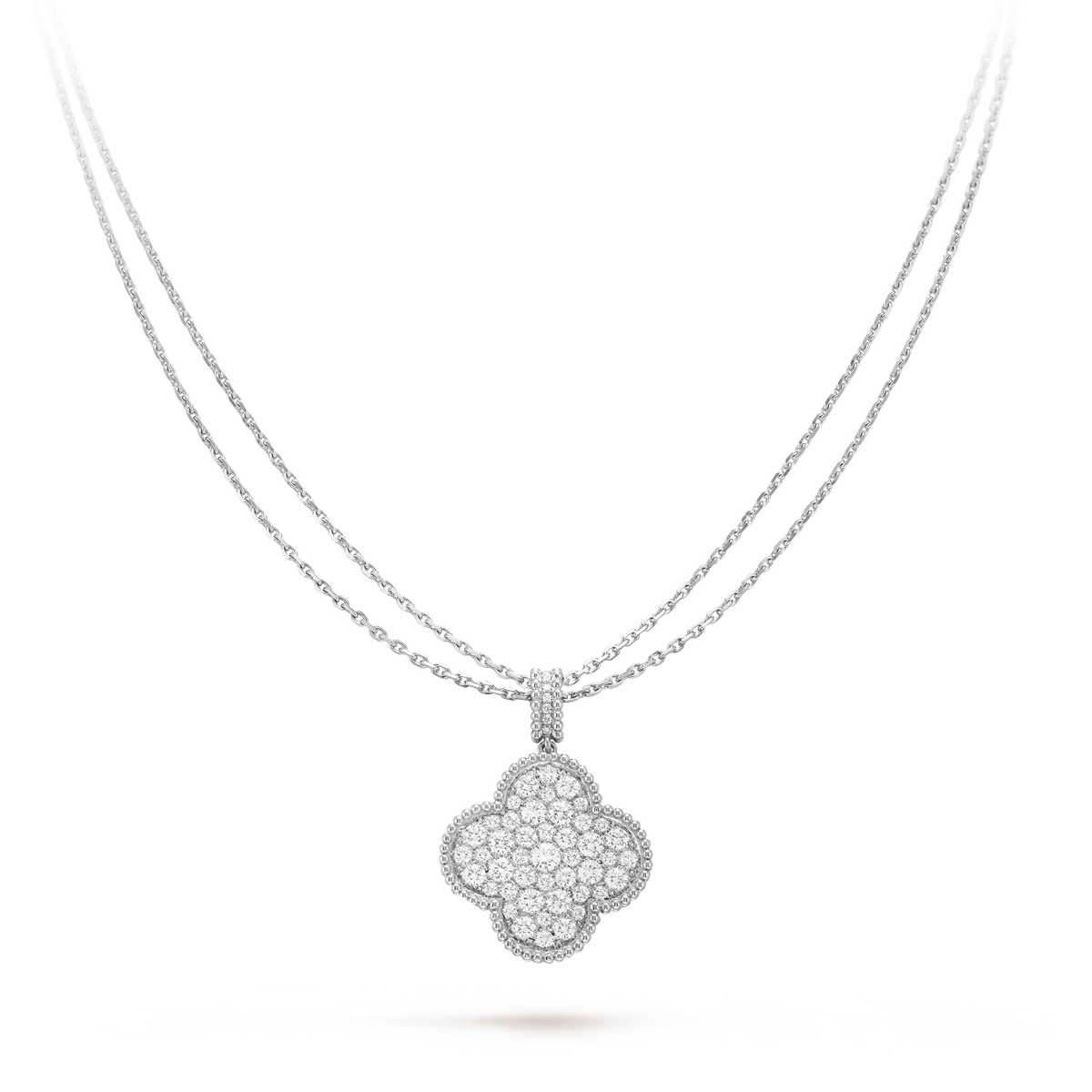 [⭐Haelin Jewelry]CLOVER 25MM SILVER FULL DIAMOND BIG CLOVER NECKLACE