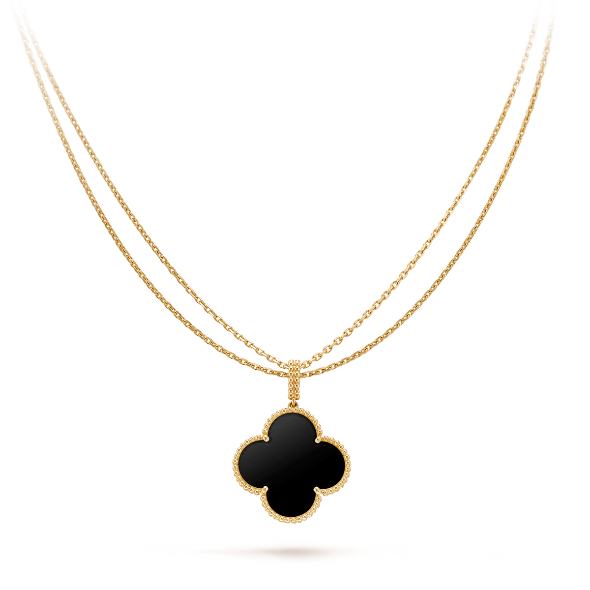 [⭐Haelin Jewelry]CLOVER 25MM GOLD ONYX BIG CLOVER NECKLACE
