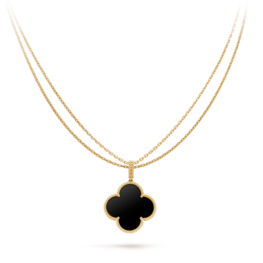 [⭐Haelin Jewelry]CLOVER 25MM GOLD ONYX BIG CLOVER NECKLACE