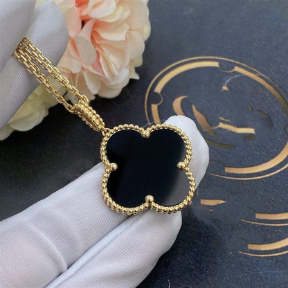 [⭐Haelin Jewelry]CLOVER 25MM GOLD ONYX BIG CLOVER NECKLACE