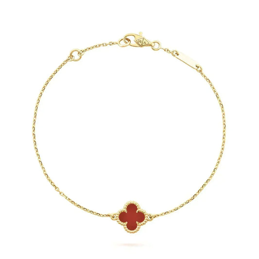 [⭐Haelin Jewelry]CLOVER  CARNELIAN SINGLE FLOWER BRACELET