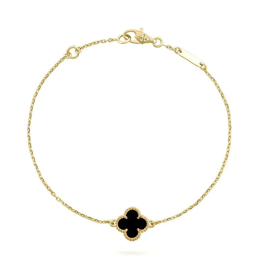 [⭐Haelin Jewelry]CLOVER ONYX SINGLE FLOWER BRACELET