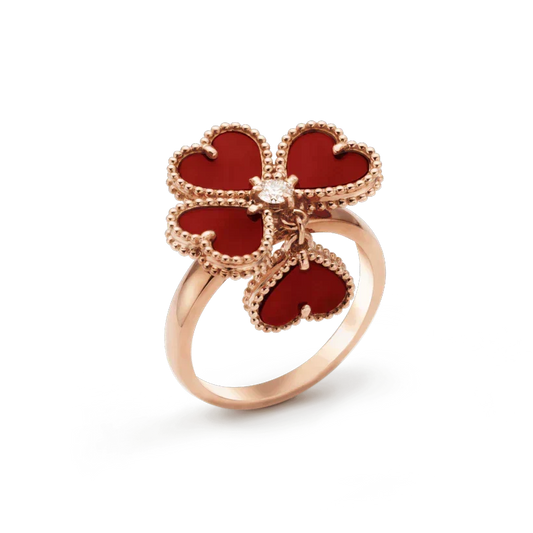 [⭐Haelin Jewelry]SWEET CLOVER CARNELIAN RING