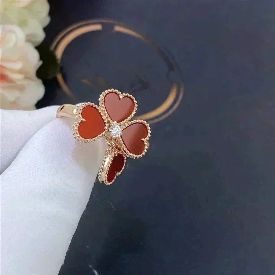 [⭐Haelin Jewelry]SWEET CLOVER CARNELIAN RING