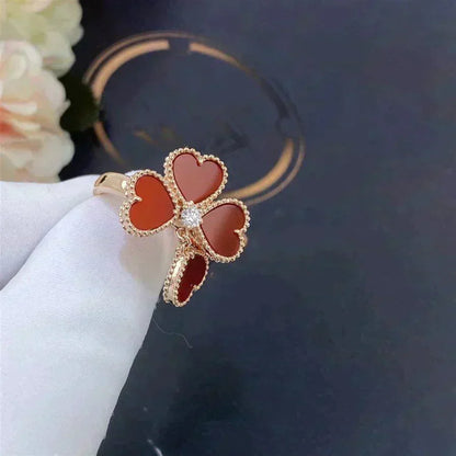[⭐Haelin Jewelry]SWEET CLOVER CARNELIAN RING
