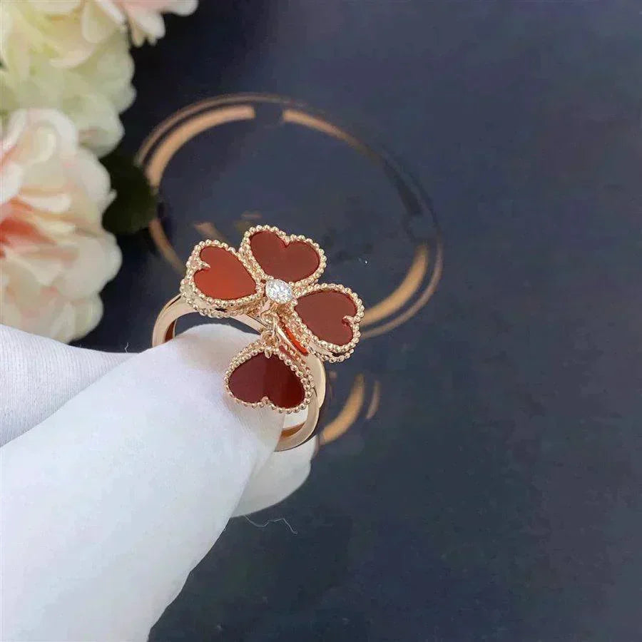 [⭐Haelin Jewelry]SWEET CLOVER CARNELIAN RING