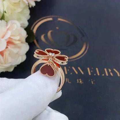 [⭐Haelin Jewelry]SWEET CLOVER CARNELIAN RING