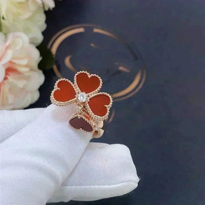 [⭐Haelin Jewelry]SWEET CLOVER CARNELIAN RING